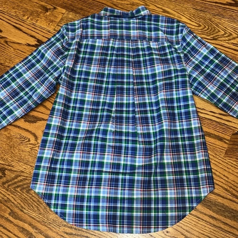 Ralph Lauren boys long sleeved button down plaid Oxford shirt size Med (10-12)